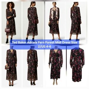 Ted Baker Adriela Fern Forest Midi DressSize 2/US 4-6